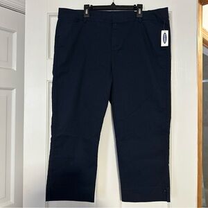 NWT Old Navy Mid-Rise Pixie Crop Navy Blue Chinos Women's 14